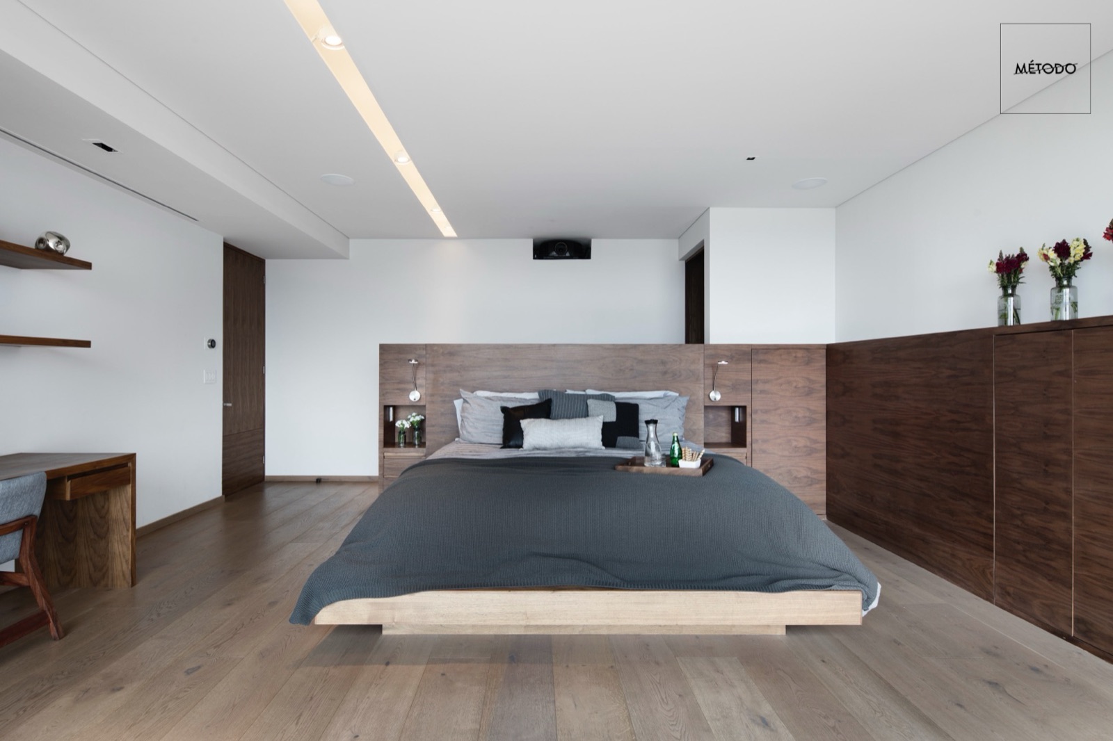 Primary suite · integrated headboard wall